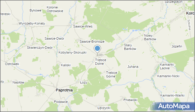 mapa Stare Trębice, Stare Trębice na mapie Targeo